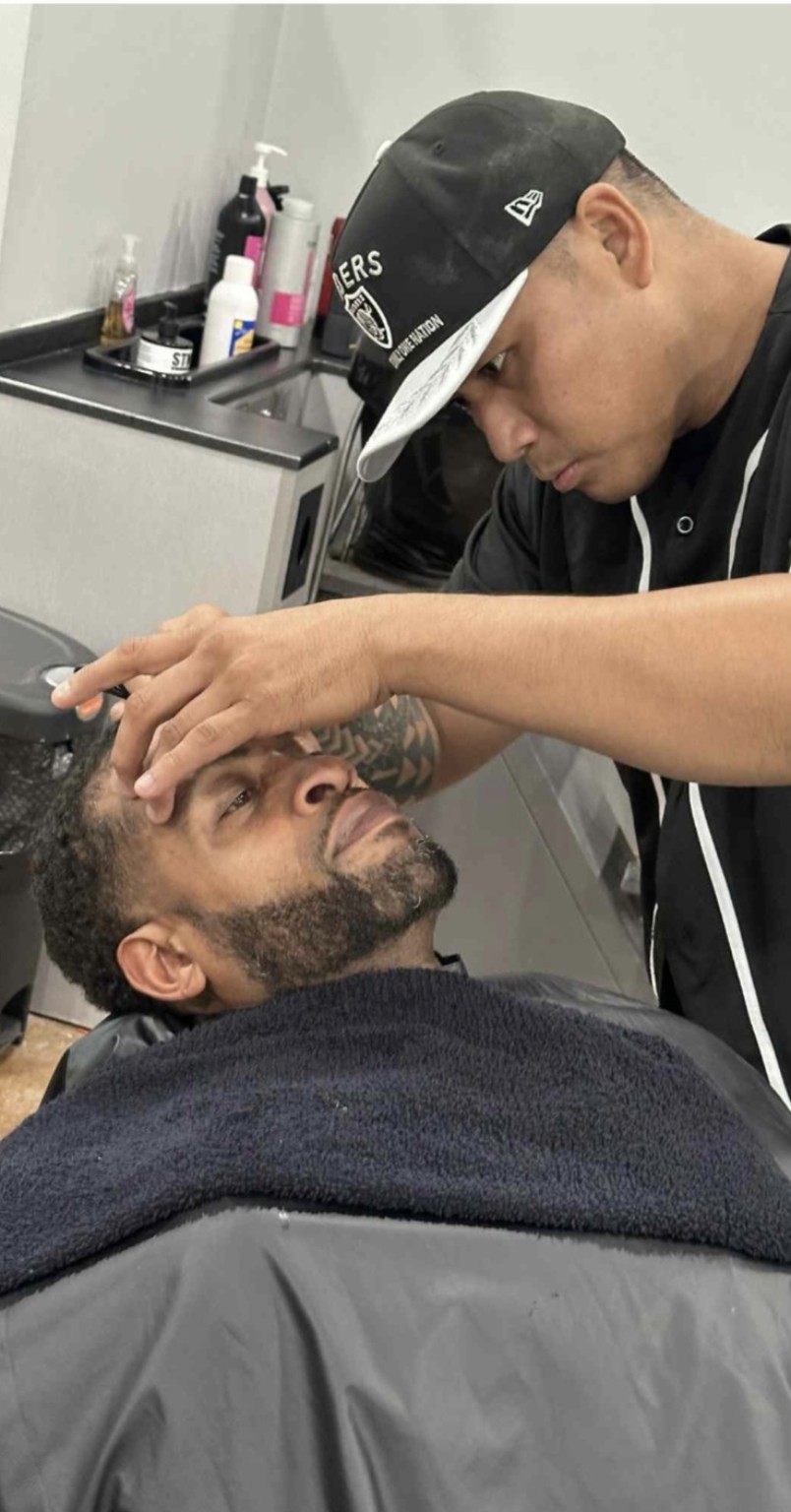 Beard grooming in progress